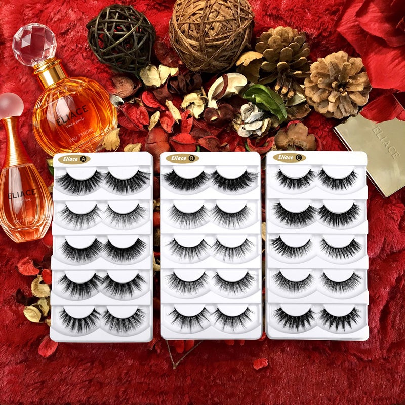Eliace 3D Mink Lashes Natural Look 15 Mixed Styles 15 Pairs Fake Eyelashes Bulk Pack Handmade Luxurious Volume Fluffy Natural False Eyelashes Comfortable and Soft Strip False lashes for Women - Image 2